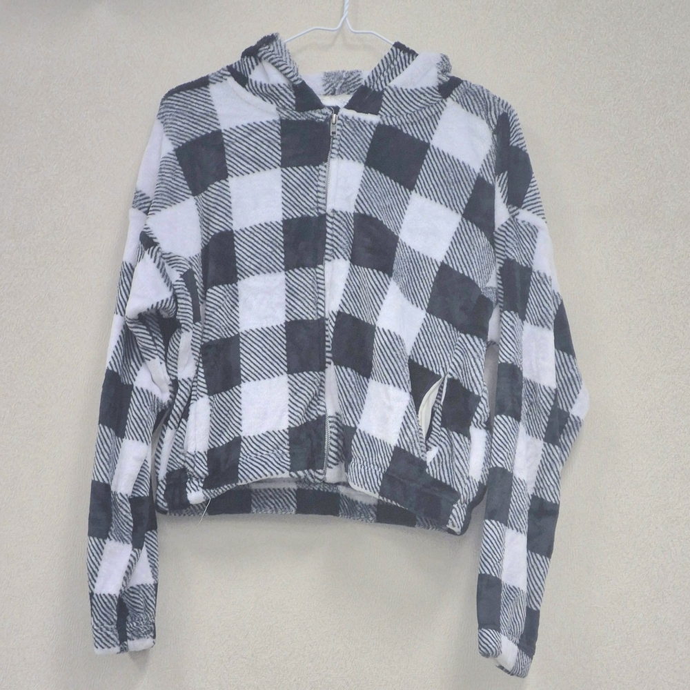 Hippie Rose Black and White Checkered Puffer Jacket